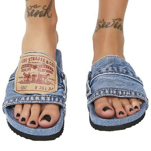 Denim flat slide sandal color options