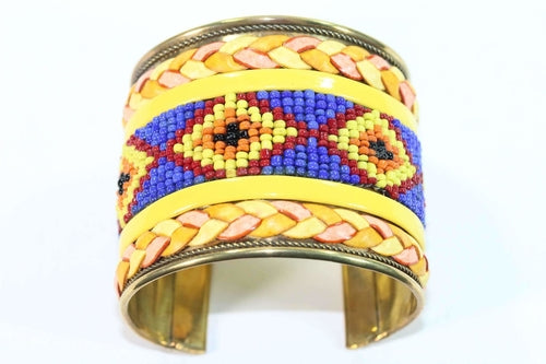 Beaded cuff bangle stacked on arm