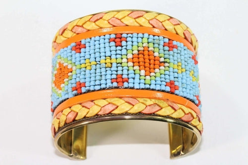 Beaded cuff bangles worn on wrist