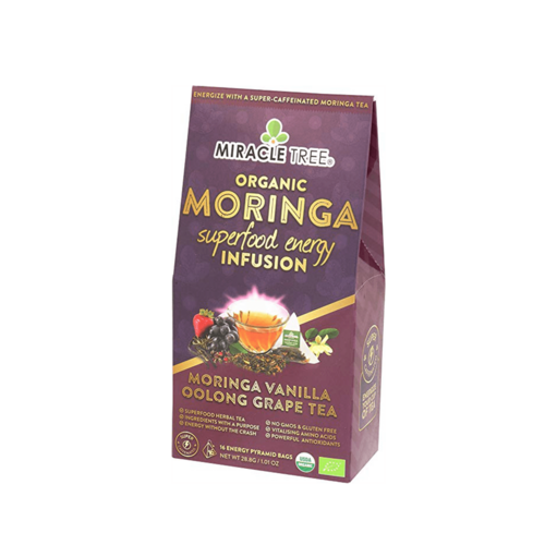 Organic Moringa Energy Tea, grape vanilla box