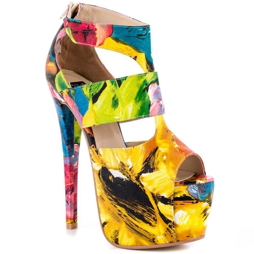 REXIE platform heel boot, floral print