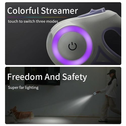 Retractable dog leash LED light detail
