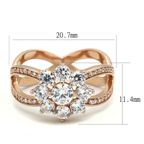 Rose gold sterling silver CZ ring, angle view