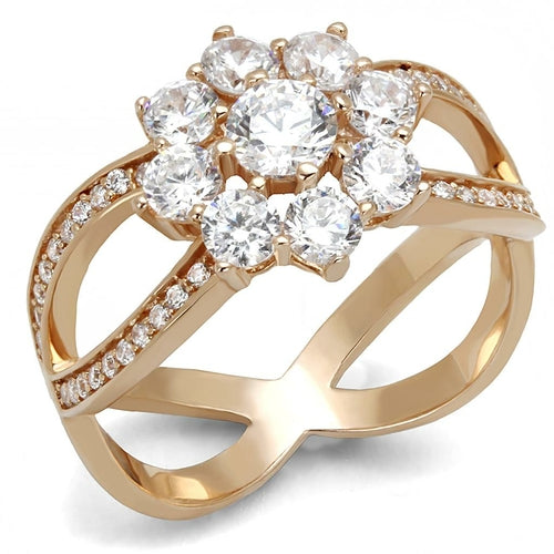 Rose gold sterling silver CZ ring, band detail