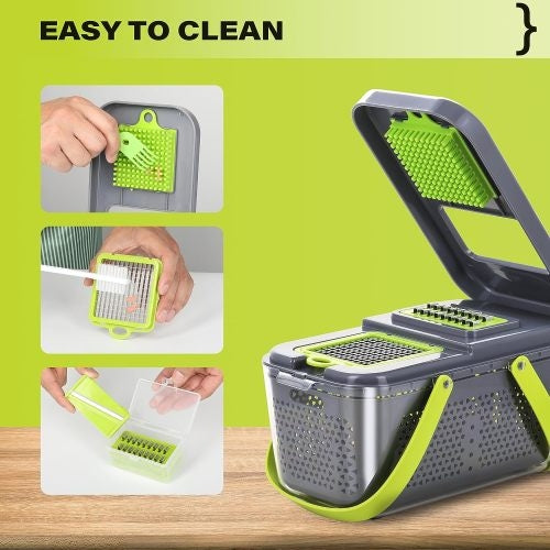 Miibox 22-in-1 vegetable chopper with container, front view