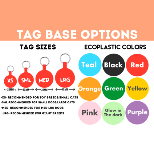 Ecoplastic pet ID tag size chart