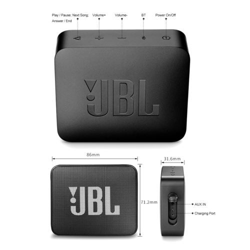JBL GO 2 speaker charging port detail