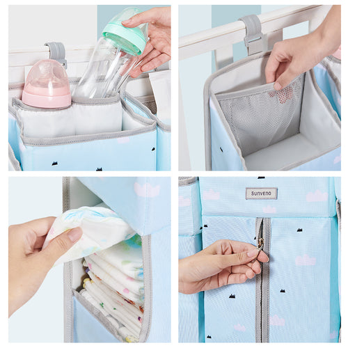 Baby crib organizer pockets and compartments