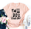 I Am An 80's Kinda Girl graphic t-shirt, mauve front view
