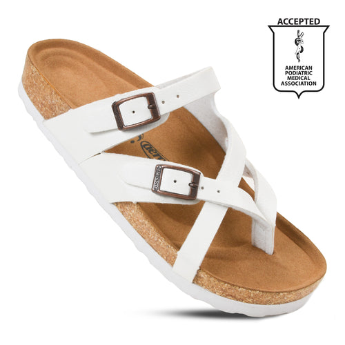 Aerothotic Celestis strappy slide sandals, front view