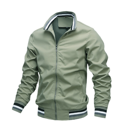 Men's slim fit bomber jacket, blue front view