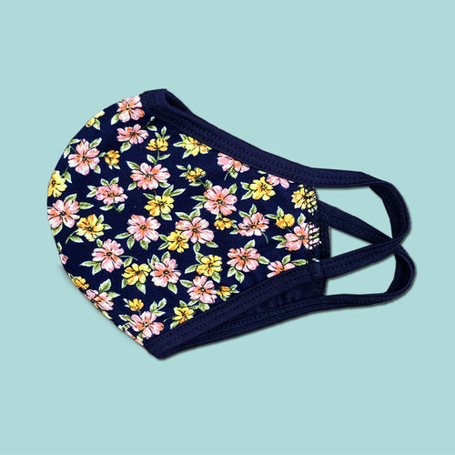Reusable face mask worn, side view
