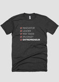 Ingredients Of An Entrepreneur graphic t-shirt, front view