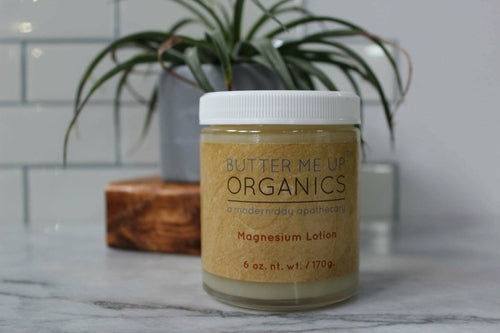 Organic magnesium lotion applied to skin