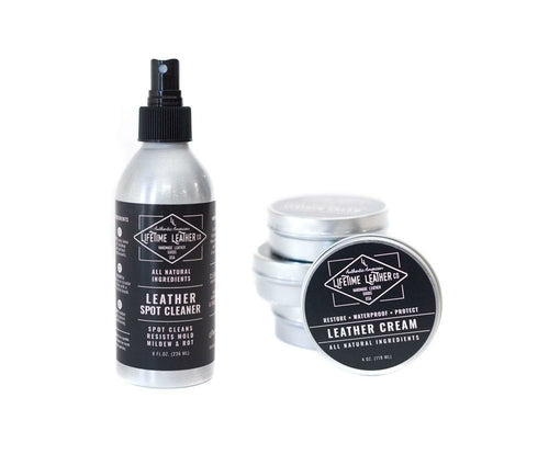 Leather care kit, spot cleaner and leather cream combo