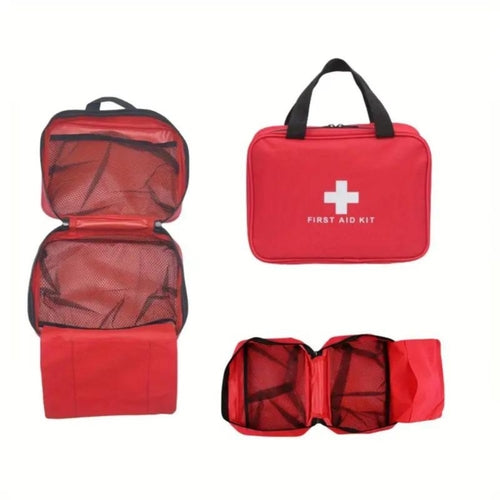 First aid kit medical supplies close-up