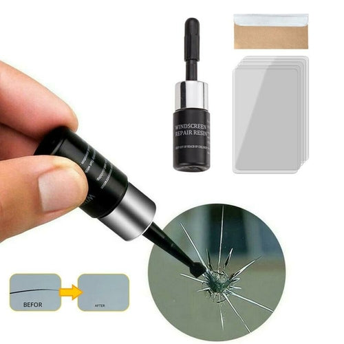Auto glass windshield repair kit, 5 bottle set