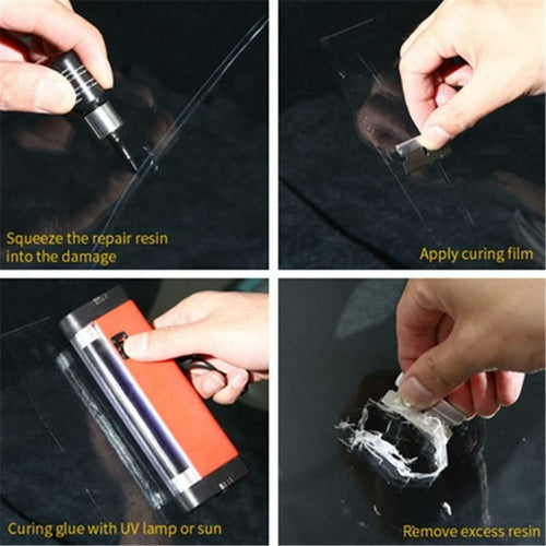 Windshield repair kit before and after