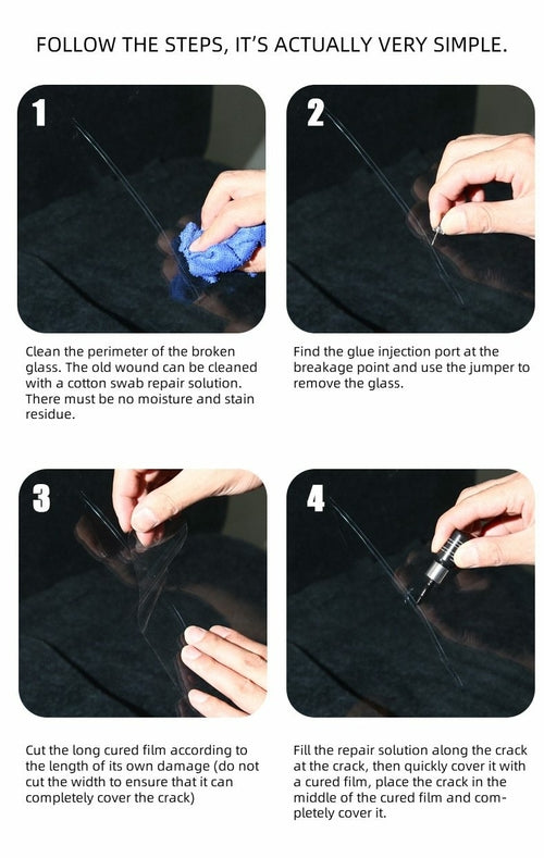 Windshield repair kit resin bottle detail