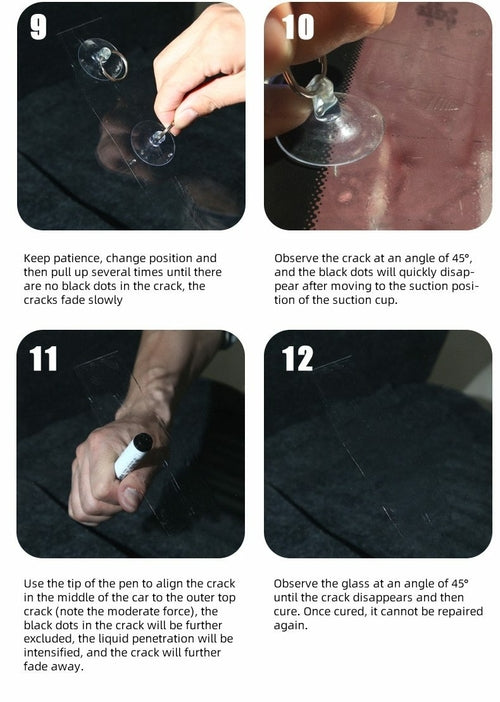 Windshield repair kit resin bottles close-up